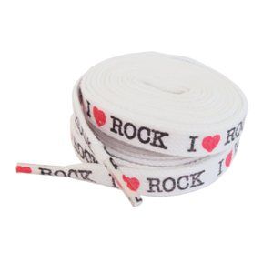 51" x 3/8" Wide - I Love Rock (with Heart) - Pair of Shoelaces